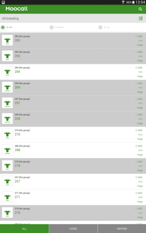 Selection in the Moocall app