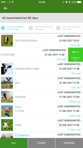 Moocall insemination list